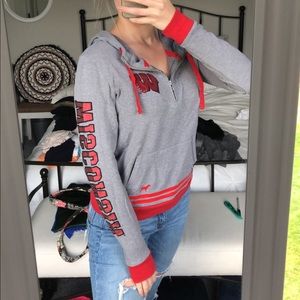 Pink Wisconsin Half Zip Hoodie